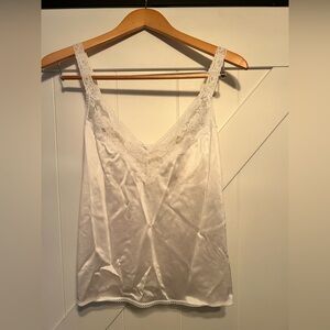 Vintage white satin and lace ladies cami size 34